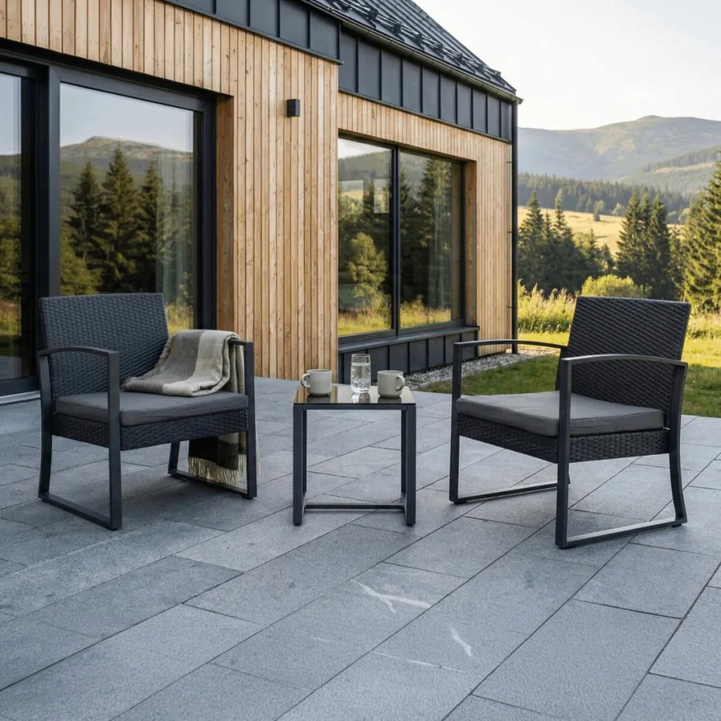 Kerti bútor szett 1+2, polyrattan, szürke, GREY – AZS-H1111