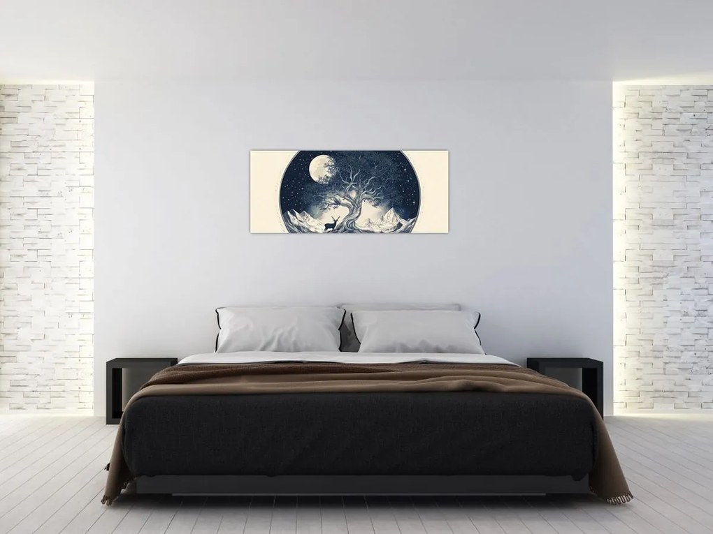 Kép – Mágikus fa szarvassal I. (120x50 cm)