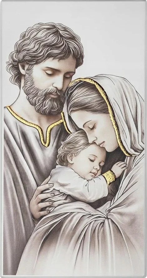 Vászonkép Szent Család 6 x 12 cm Festett Fára Esküvő Évforduló Gravírozás