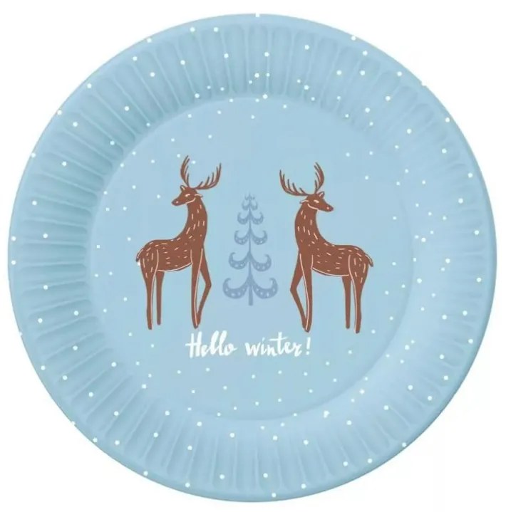 Karácsonyi Hello Winter papírtányér 6 db-os 18 cm