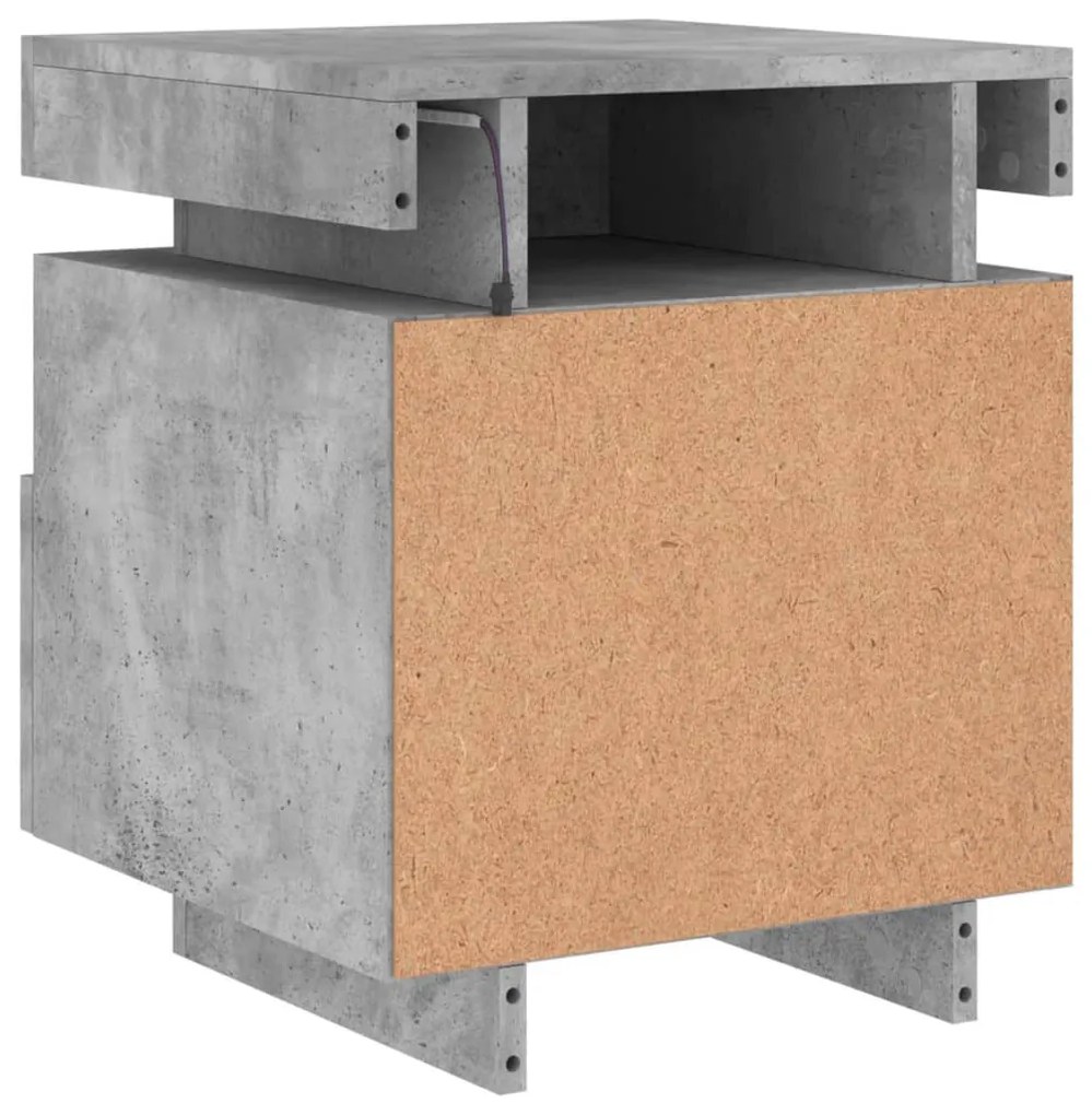 2 db betonszürke éjjeliszekrény LED-fényekkel 40x39x48,5 cm