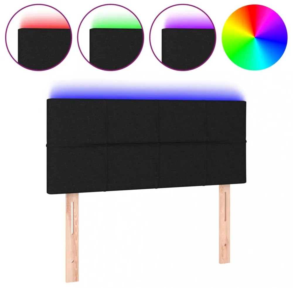 fekete szövet LED-es fejtámla 80 x 5 x 78/88 cm