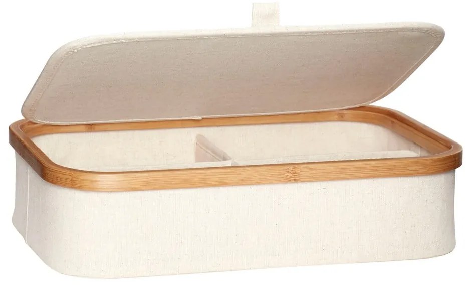 Bézs fedeles textil tárolódoboz szett 2 db-os 38x26x9 cm Ecru – Hübsch