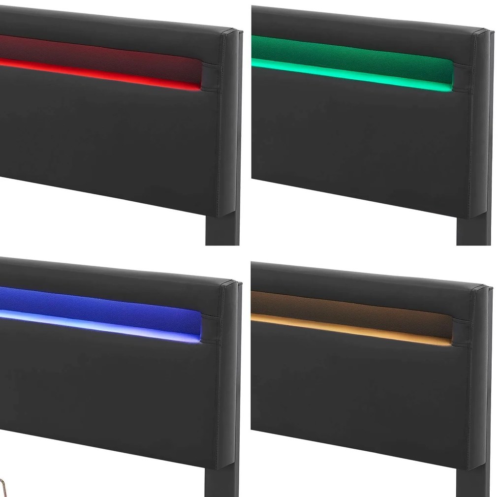 Deuba Kárpitozott ágy Lyon 140 x 200 cm - fekete