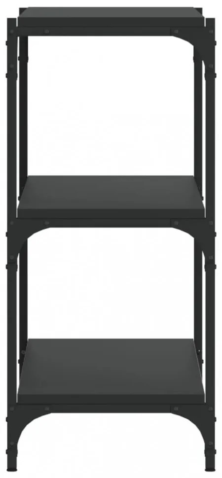 fekete szerelt fa és acél könyvszekrény 100 x 33 x 70,5 cm