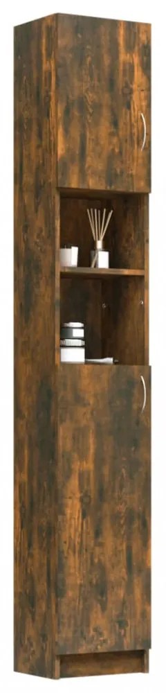 füstös tölgy színű szerelt fa fürdőszobaszekrény 32x25,5x190 cm
