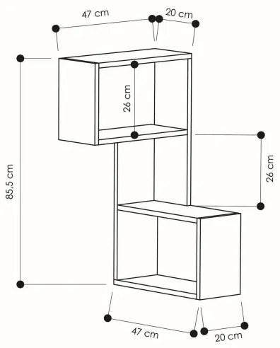 Sarki fali polc PART 85,5x47 cm fehér