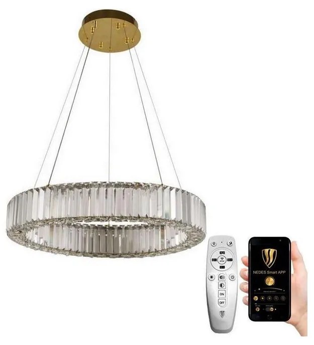 NEDES LED Dimmelhető csillár zsinóron LED/40W/230V 3000-6500K króm/arany + + távirányító ND3542