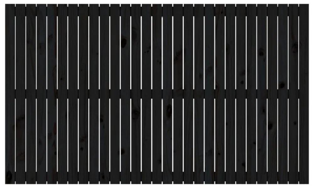 fekete tömör fenyőfa fali fejtámla 185 x 3 x 110 cm