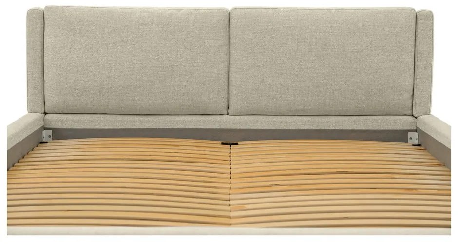 Bézs kárpitozott franciaágy ágyráccsal 140x200 cm Dreamer – Scandic