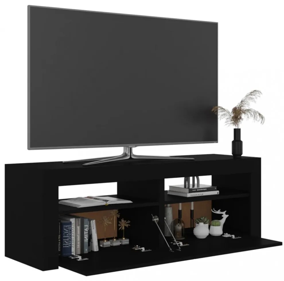 fekete TV-szekrény LED-lámpákkal 120 x 35 x 40 cm