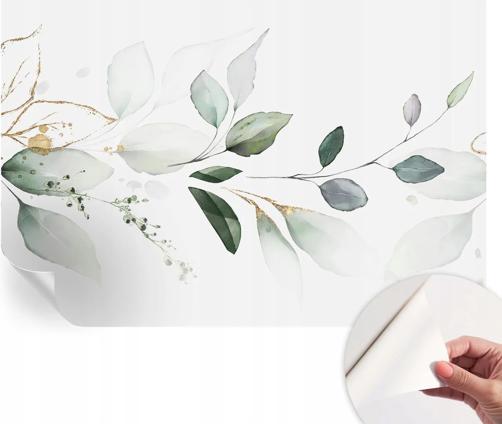 Öntapadós tapéta Divatos 3D fali ragasztóval Zöld levelek 104x70 cm