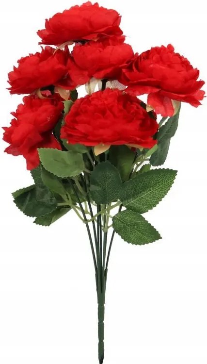 Piros Mű bazsarózsa csokor 36cm Kész Virágkötél Kiegészítők