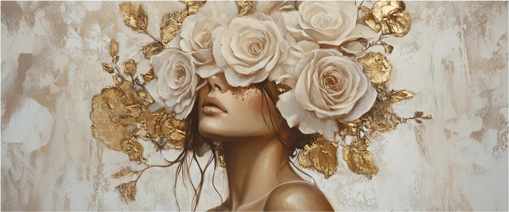 Kép - Lány rózsákkal (120x50 cm)