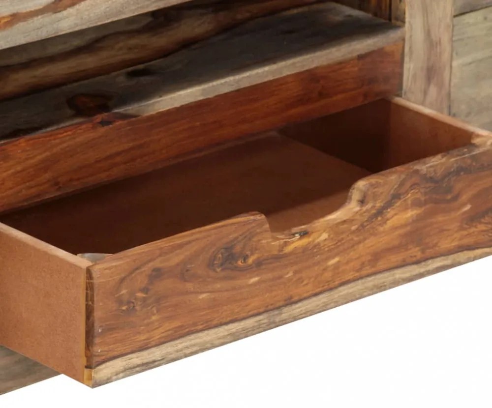 szürke tömör akácfából tálalószekrény 100x30x50 cm