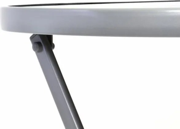 Kerti bisztróasztal üveg lehajtható asztallappal ezüst