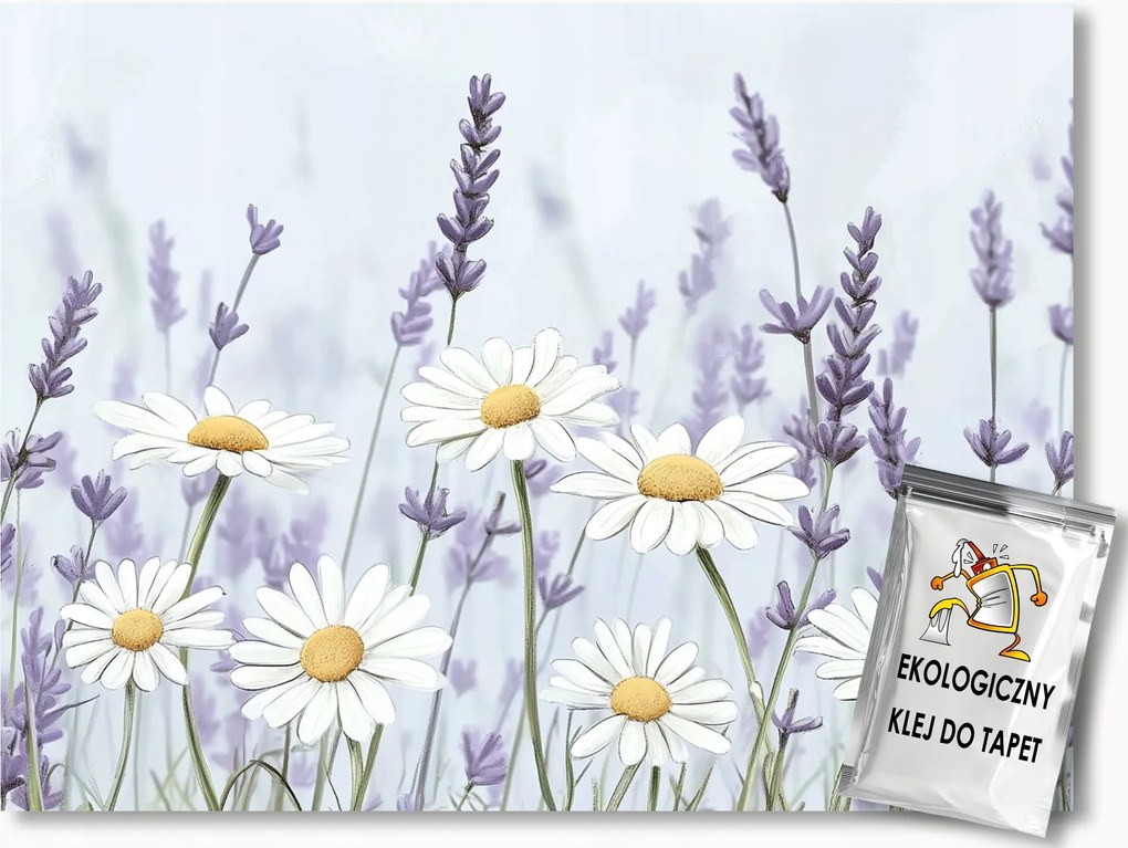 Fotótapéta Flizelina Kert Rét Virágok Margaréták Levendula 400x280 ragasztó