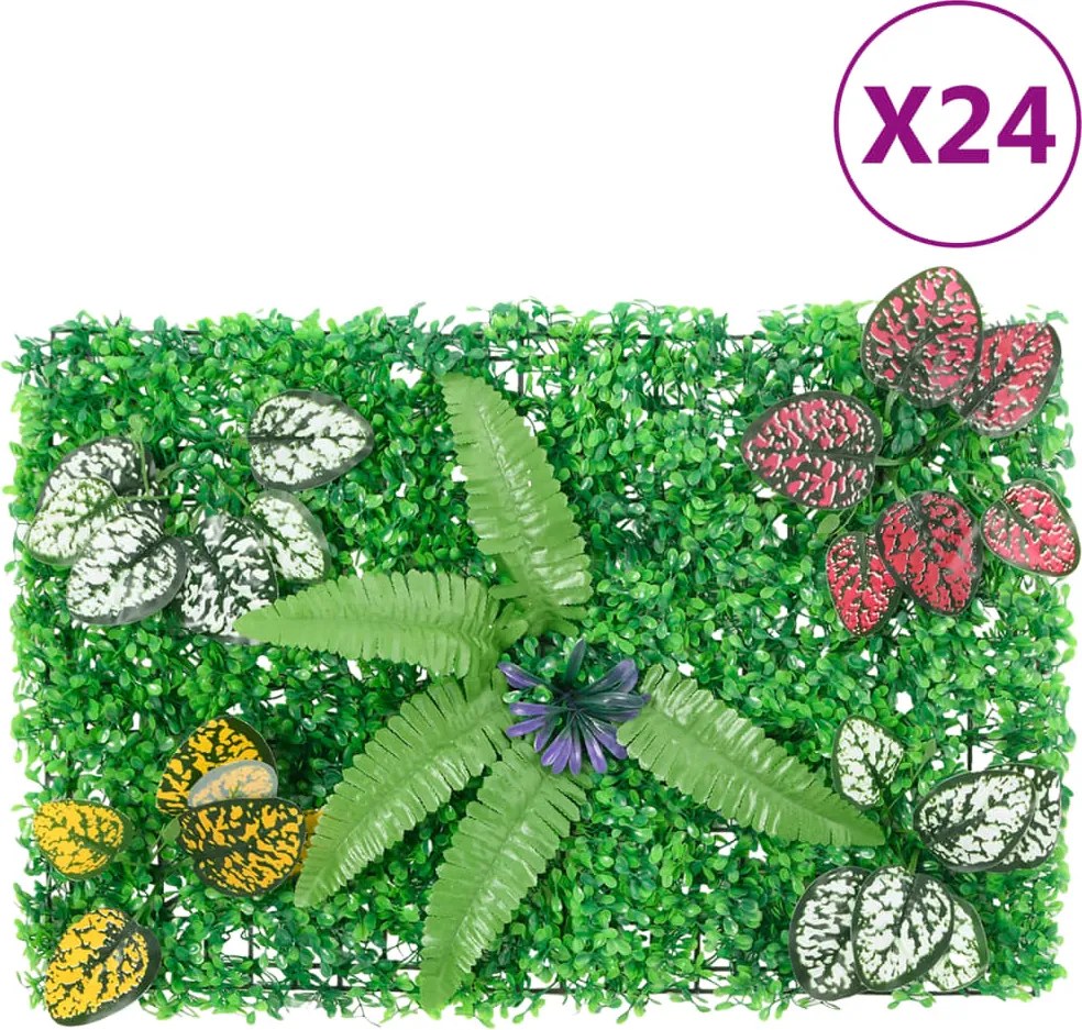 vidaXL 24 db zöld műnövénykerítés 40 x 60 cm
