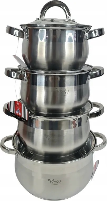 Acél Edénykészlet Ø16/18/20/24CM Rozsdamentes Acél Indukciós Edénykészlet