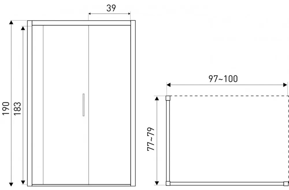 Silves 80x100 aszimmetrikus zuhanykabin zuhanytálca nélkül
