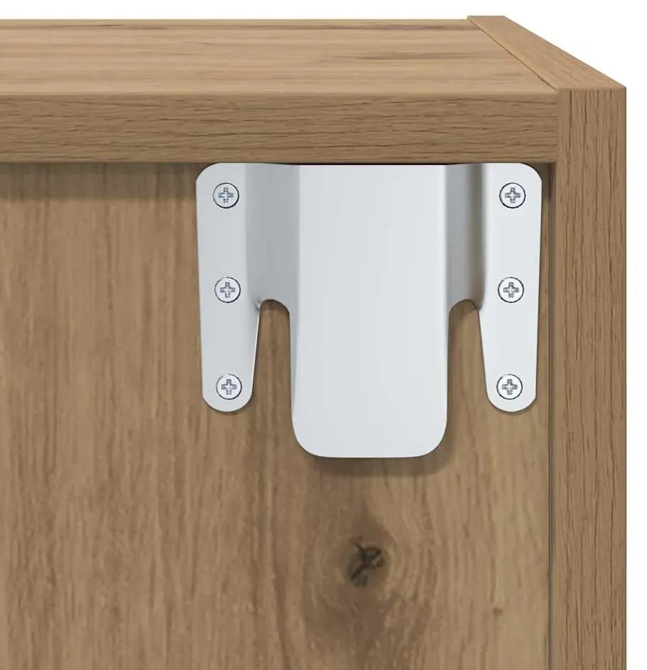 TV Szekrény Szett Falra szerelhető 2 pcs kézműves tölgy Faanyag