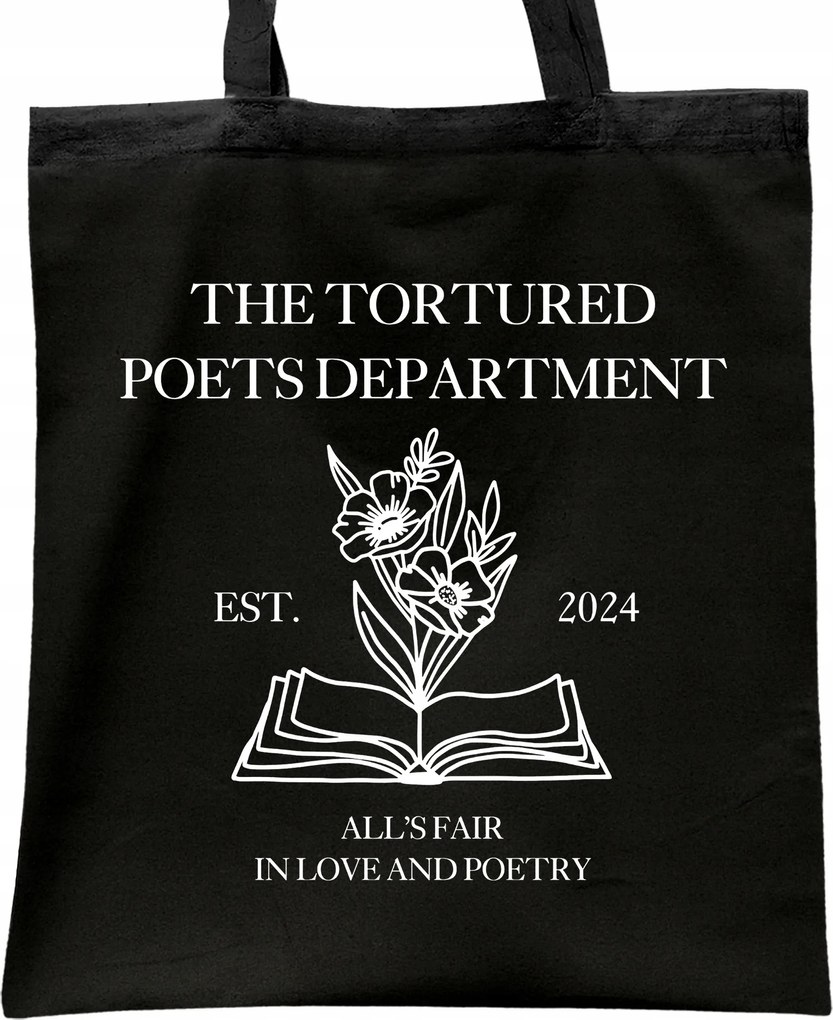 Taylor Swift The Tortured Poets fekete pamut bevásárlótáska