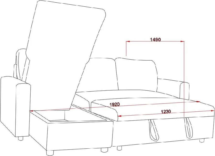 Catini KIMBERLAND kihúzható sarok ülőgarnitúra tárolóhellyel