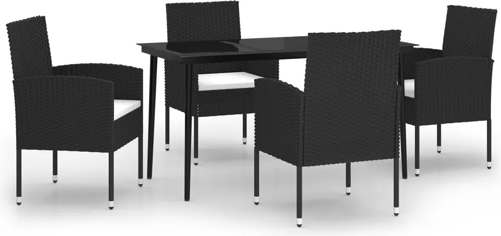 vidaXL 5 részes fekete kerti étkezőgarnitúra