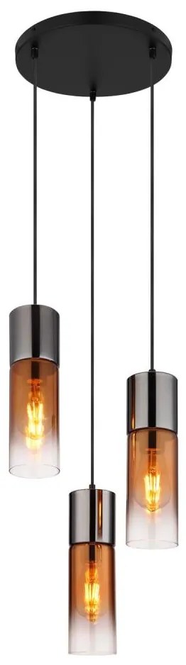 Globo 21000-3HG - Csillár zsinóron ANNIKA 3xE27/25W/230V fekete/réz