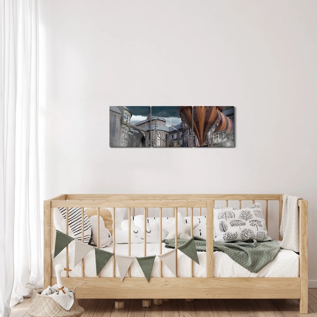 Kép - szürreális táj (órával) (90x30 cm)