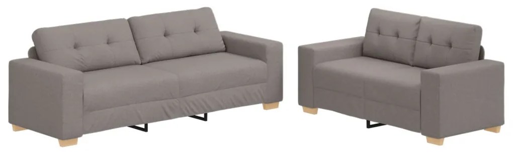 2 Darabos Kanapé Szett Párnákkal Taupe Szövet
