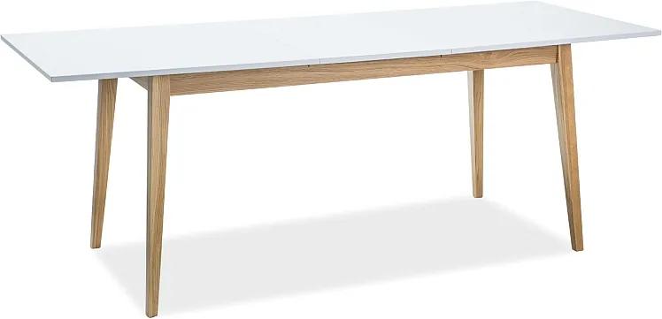 Étkezőasztal, fehér/tölgy, CESAR 160 (205) x80