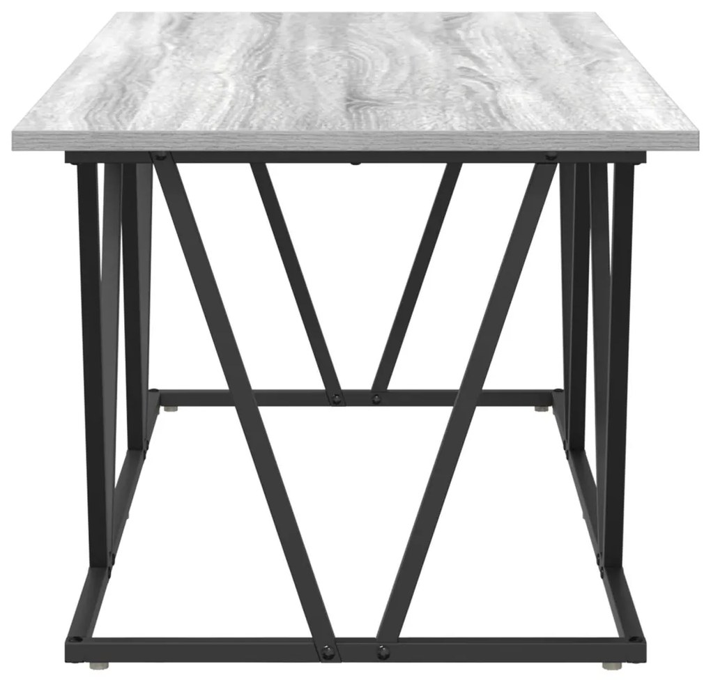 Szürke Sonoma Dohányzóasztal 100x50x40 cm Szerelt Fából és Fém Kerettel