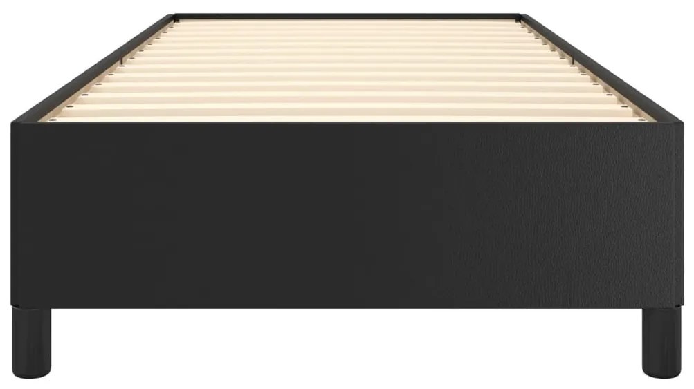 fekete műbőr egyszemélyes ágykeret 90 x 190 cm
