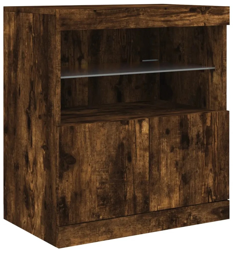 vidaXL füstös tölgy színű tálalószekrény LED-ekkel 142,5 x 37 x 67 cm