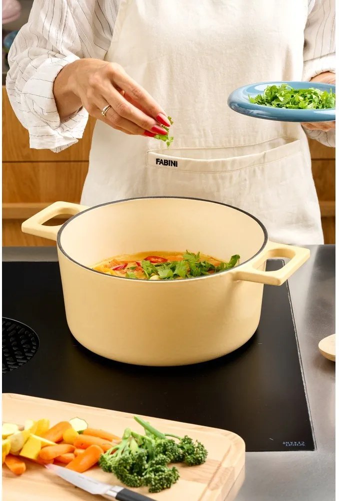 Indukciós tűzhelyhez alkalmas öntöttvas lábas fedővel 5,5 l Mattia 3.0 – FABINI