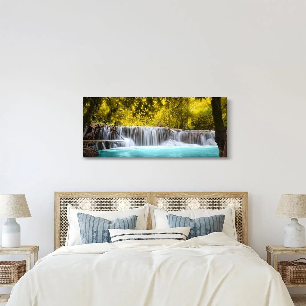 Kép - Vízesés, élénk színekkel (120x50 cm)
