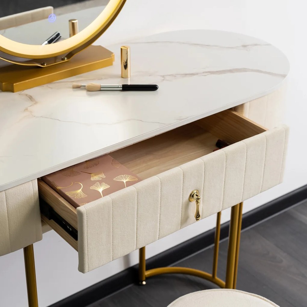 ASHLEY fésülködőasztal bézs/arany