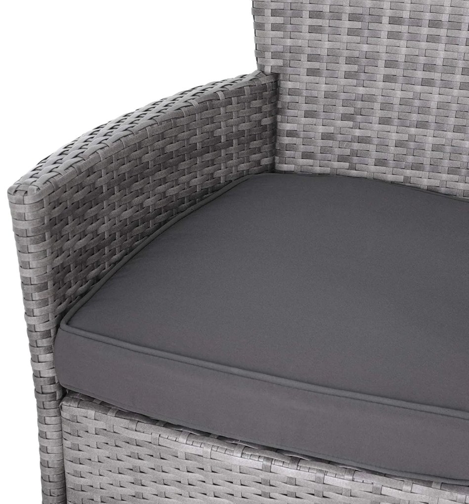 Casaria® Rattan fotel 2 darabos - szürke/antracit párnák