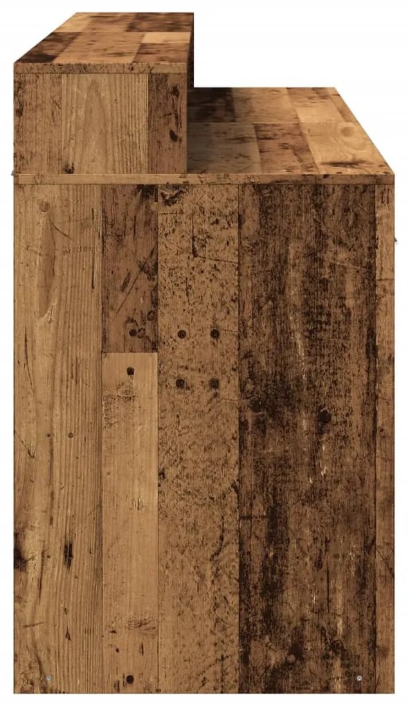 antik fa színű szerelt fa íróasztal LED-ekkel 140 x 55 x 91 cm