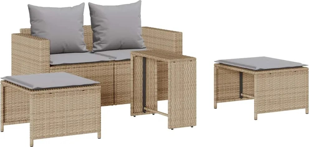 vidaXL 5 részes polyrattan kerti kanapé garnitúra párnákkal stackable