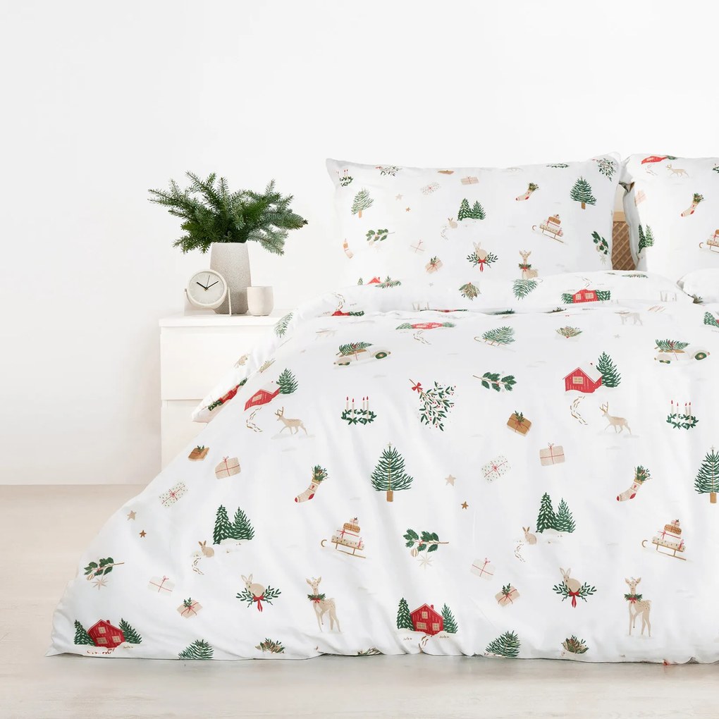 Goldea karácsonyi flanel ágyneműhuzat - tradicionális karácsonyi 150 x 200 és 50 x 60 cm