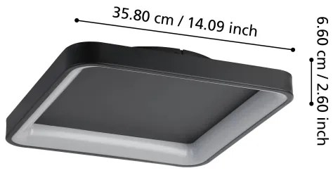 Eglo 901252 - LED Dimmelhető mennyezeti lámpa LORETELLO LED/12W/230V fekete + + távirányító