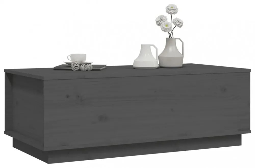 szürke tömör fenyőfa dohányzóasztal 100 x 50 x 35 cm