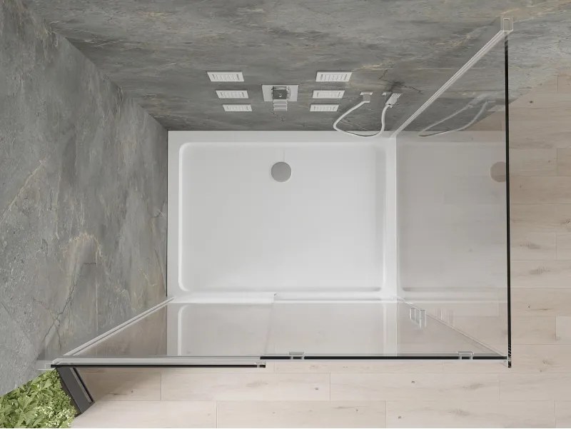 Mexen Omega 120 x 70 cm-es tolóajtós zuhanykabin, átlátszó, króm + Flat zuhanytálca - 825-120-070-01-00-4010