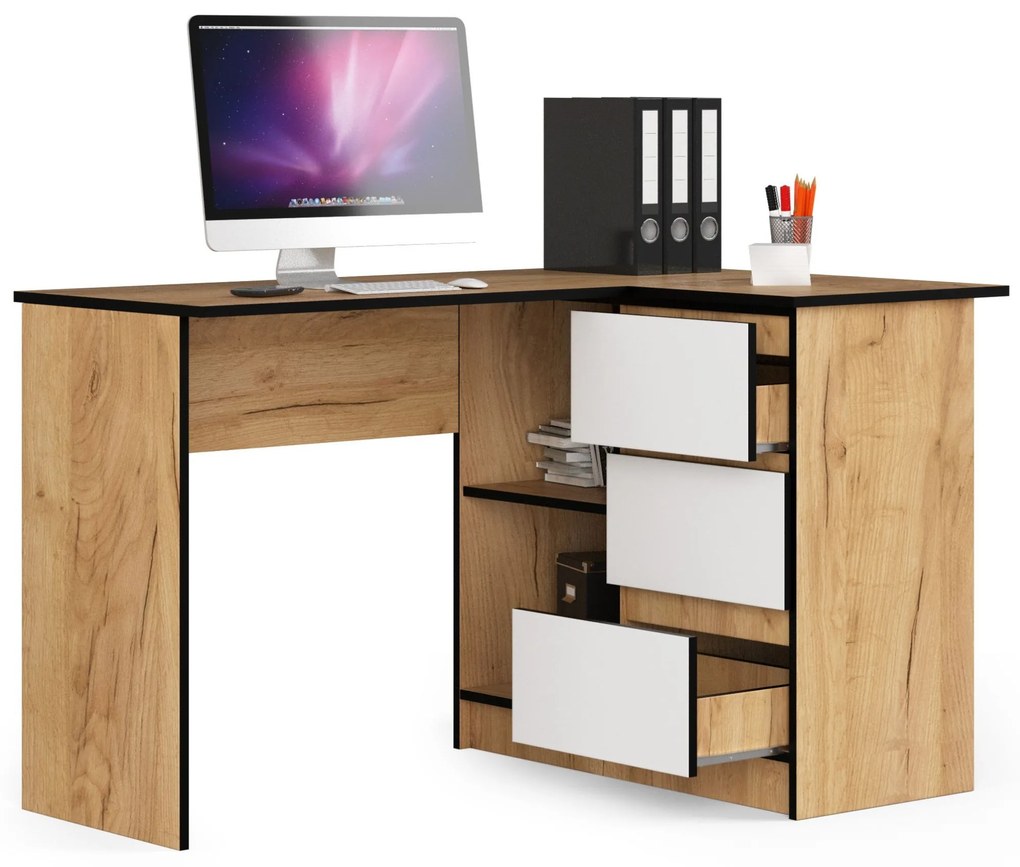 Sarok PC asztal Bodhi (tölgy craft + fehér) (J). Akció -14%. 1070967