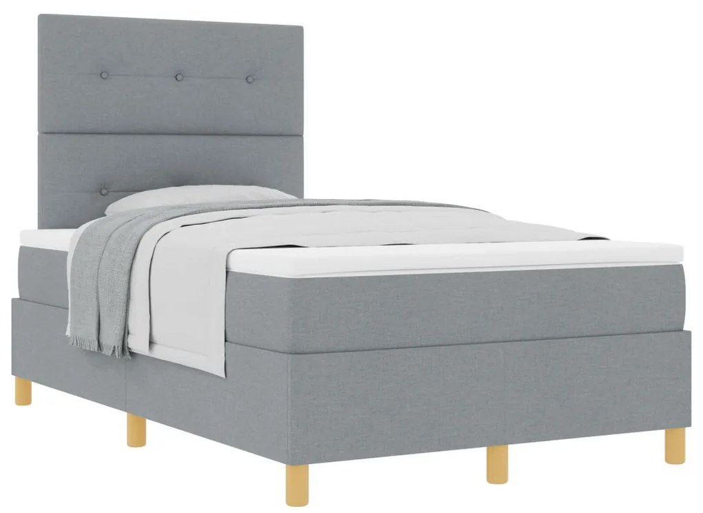 Box Spring ágy matraccal, világosszürke, 120x200 cm szövet