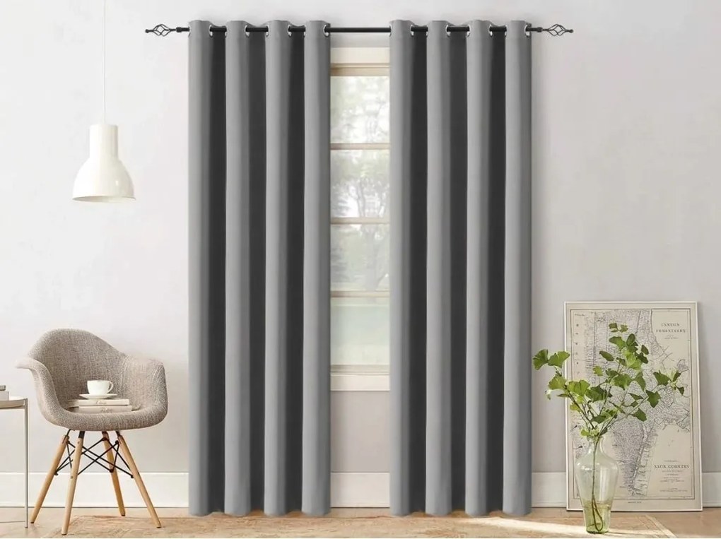 OXFORD világosszürke függöny 140x270 cm Felfüggesztés: Hullámos sínszalag