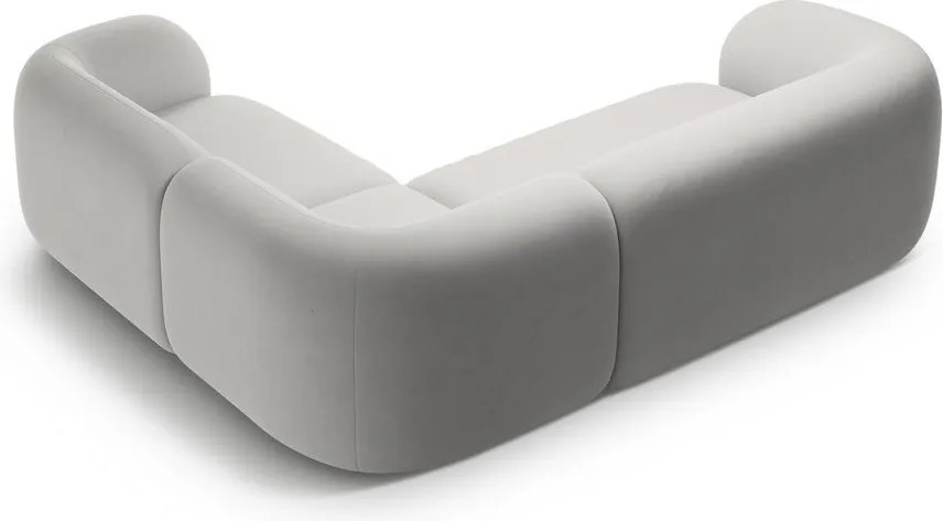 Világosszürke bársony sarokkanapé (jobb oldali-L alakú) Kate – Micadoni