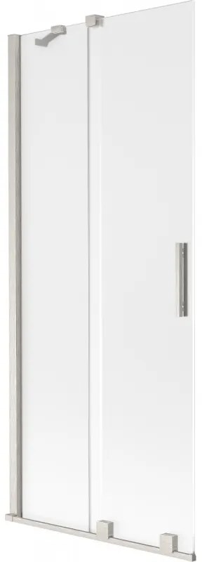 Mexen Velar, 2 szárnyas eltolható kádparaván 85 x 150 cm, 8 mm-es mattüveg, csiszolt acél, 896-085-000-31-97